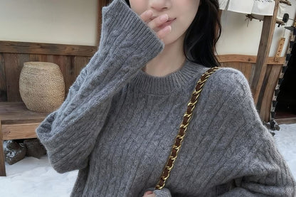 Knit Set: Round Neck Sweater with High Waist Shorts