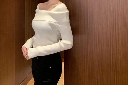 Square Neck Ribbed Knit Top in Solid Color