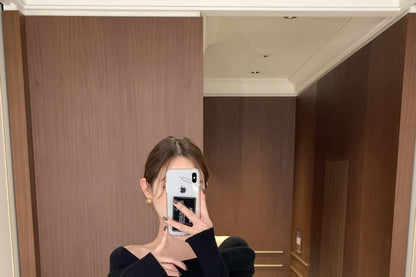 Square Neck Ribbed Knit Top in Solid Color