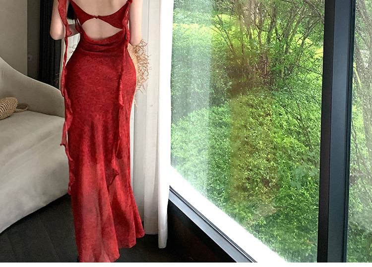 Sleeveless Sweetheart Neckline Lace Maxi Sheath Dress