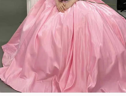 Short-Sleeve Off Shoulder Rhinestone A-Line Evening Gown