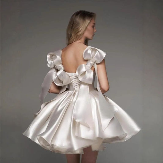 Off Shoulder Plain A-Line Cocktail Dress