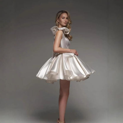 Off Shoulder Plain A-Line Cocktail Dress