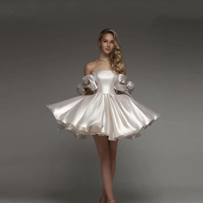 Off Shoulder Plain A-Line Cocktail Dress