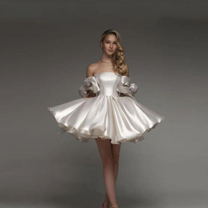 Off Shoulder Plain A-Line Cocktail Dress