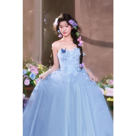 Plain Butterfly Detail A-Line Evening Gown