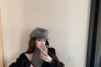 Halter Neck Tank Top and Solid Oversized V-Neck Sweater Duo