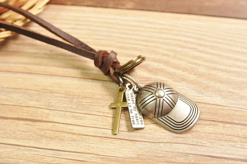 Genuine Leather Cap Pendant Necklace