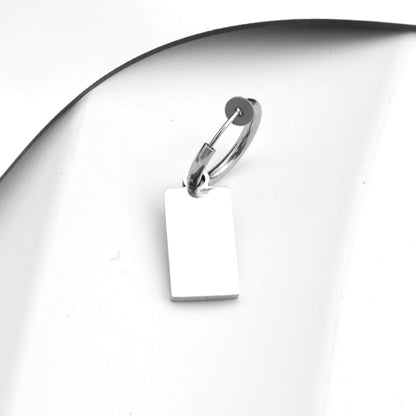 Tag Hoop Drop Earring / Clip On Earring