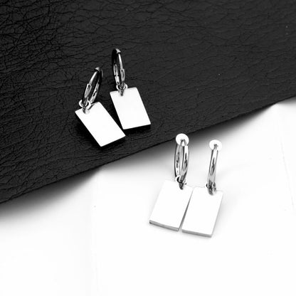Tag Hoop Drop Earring / Clip On Earring