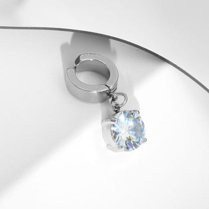 Rhinestone Hoop Drop Earring / Clip On Earring