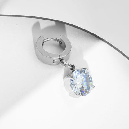 Rhinestone Hoop Drop Earring / Clip On Earring
