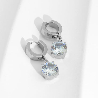 Rhinestone Hoop Drop Earring / Clip On Earring