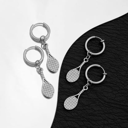 Racket Hoop Drop Earring / Clip On Earring