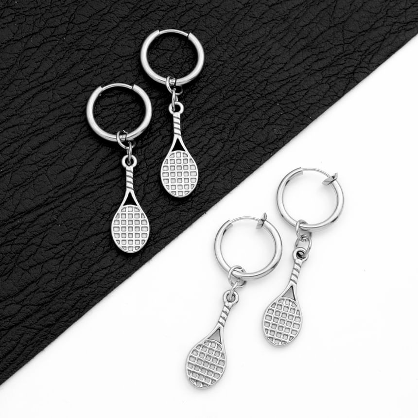 Racket Hoop Drop Earring / Clip On Earring
