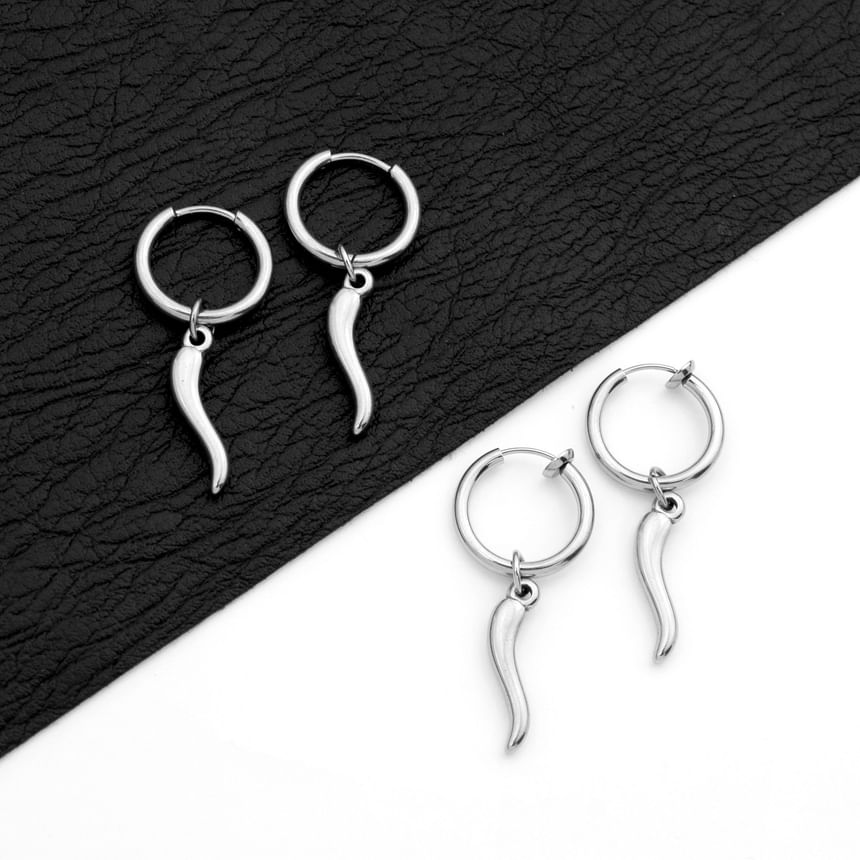 Chilli Hoop Drop Earring / Clip On Earring