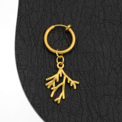 Branch Hoop Drop Earring / Clip On Earring