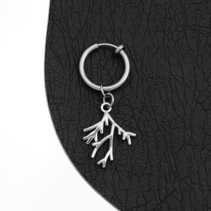 Branch Hoop Drop Earring / Clip On Earring