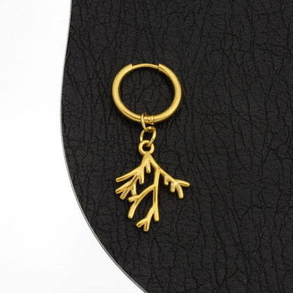 Branch Hoop Drop Earring / Clip On Earring