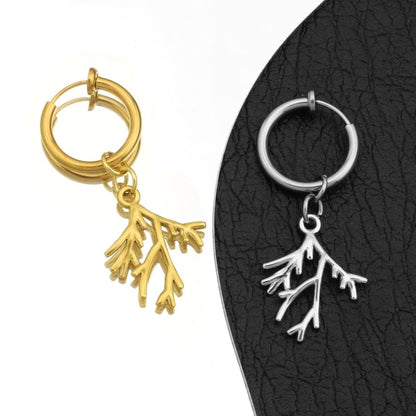 Branch Hoop Drop Earring / Clip On Earring