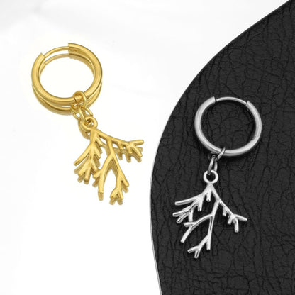 Branch Hoop Drop Earring / Clip On Earring