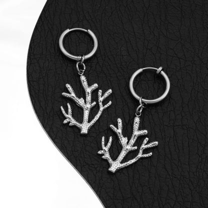 Coral Hoop Drop Earring / Clip On Earring