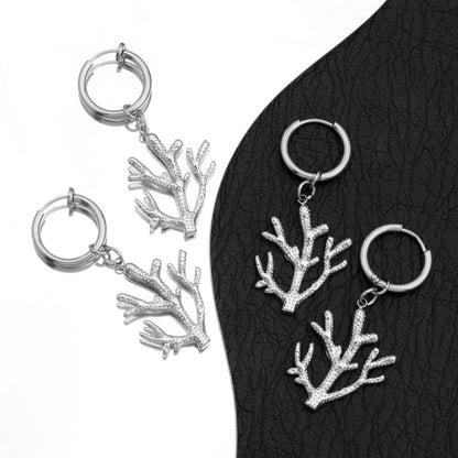Coral Hoop Drop Earring / Clip On Earring