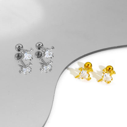 Rhinestone Nail Barbell Earring