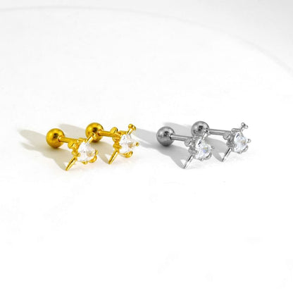 Rhinestone Nail Barbell Earring