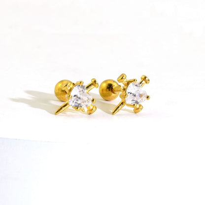 Rhinestone Nail Barbell Earring