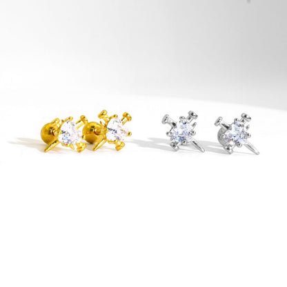 Rhinestone Nail Barbell Earring