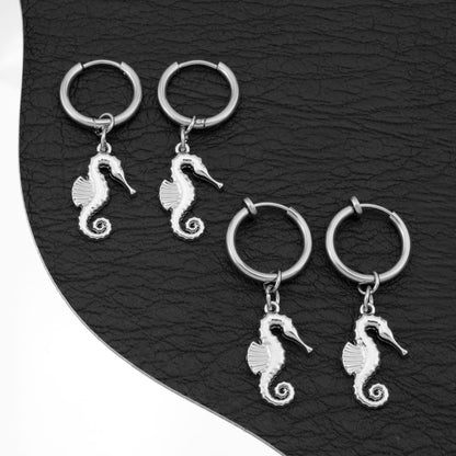 Seahorse Hoop Drop Earring / Clip On Earring
