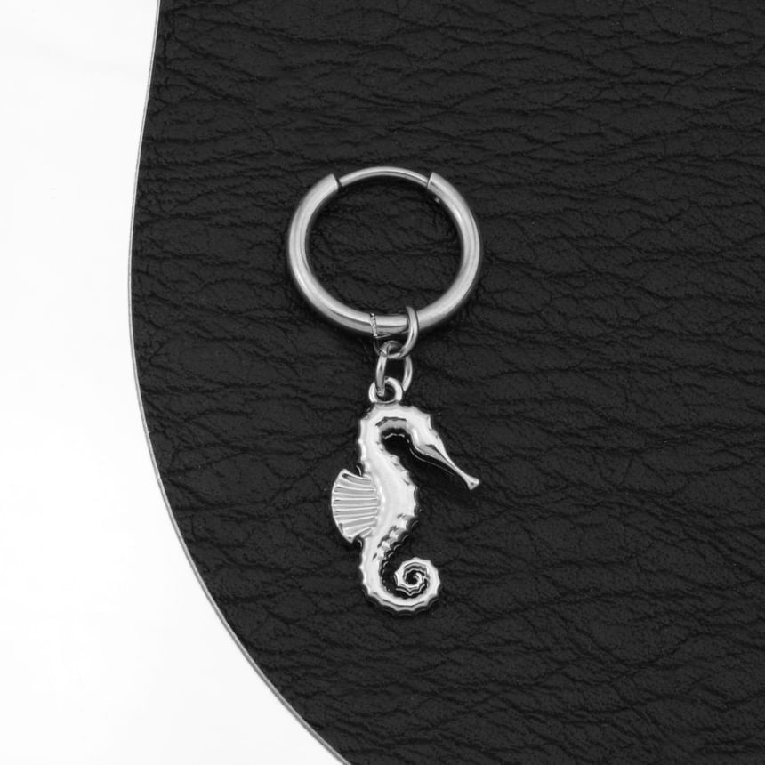 Seahorse Hoop Drop Earring / Clip On Earring
