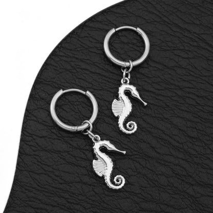Seahorse Hoop Drop Earring / Clip On Earring
