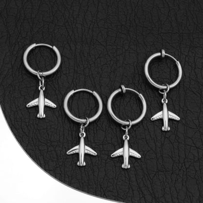 Airplane Hoop Drop Earring / Clip On Earring
