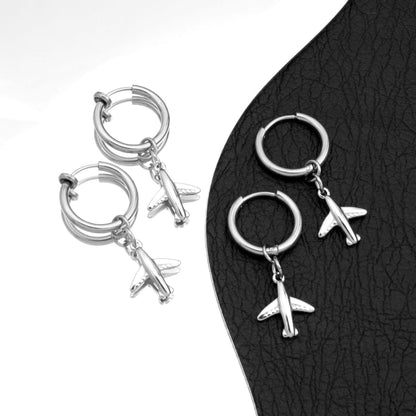 Airplane Hoop Drop Earring / Clip On Earring