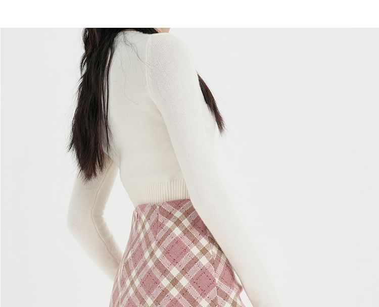High Waist Plaid Pencil Skirt