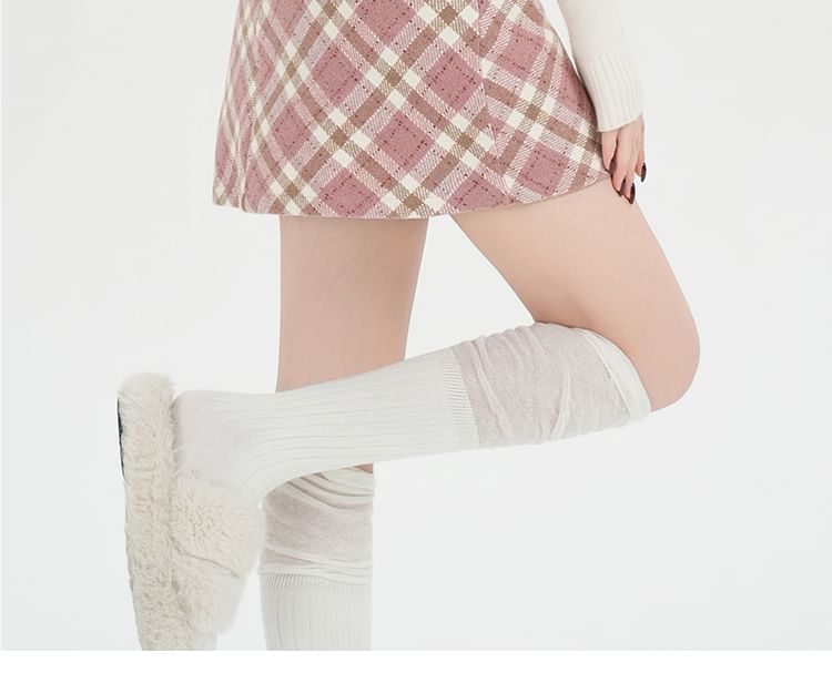 High Waist Plaid Pencil Skirt