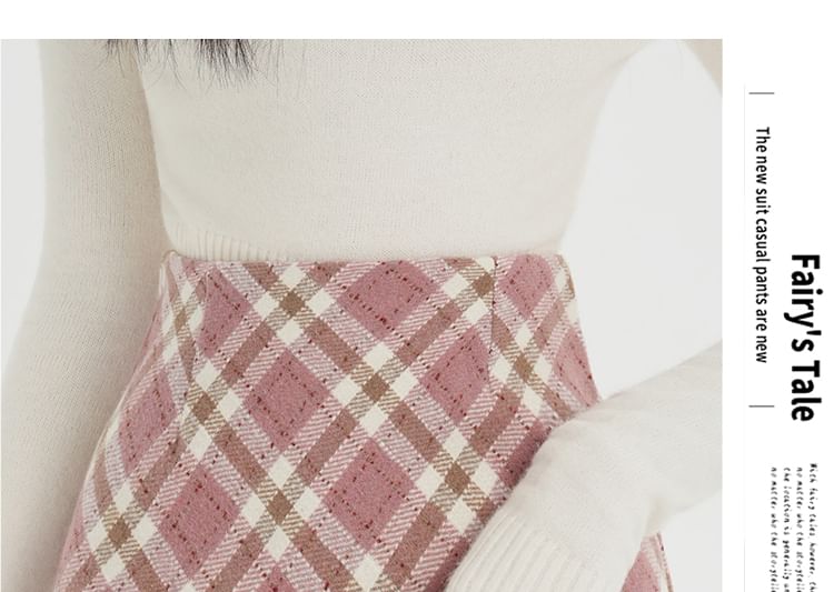 High Waist Plaid Pencil Skirt