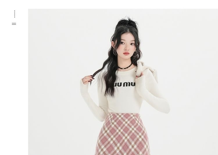 High Waist Plaid Pencil Skirt