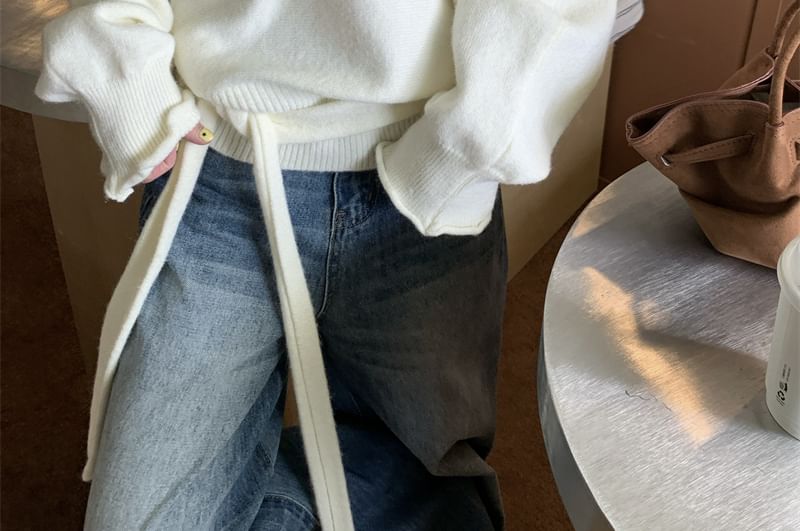 V-Neck Drop Shoulder Knit Sweater