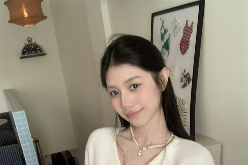 V-Neck Drop Shoulder Knit Sweater
