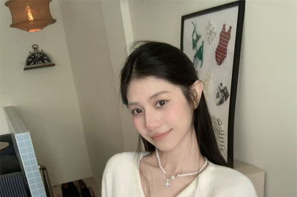 V-Neck Drop Shoulder Knit Sweater