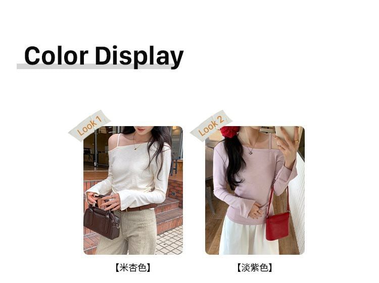 Asymmetric Cold-Shoulder Tee with Extended Sleeves