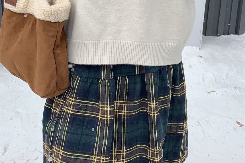 Half-Placket Knit Hoodie in Solid Neutral