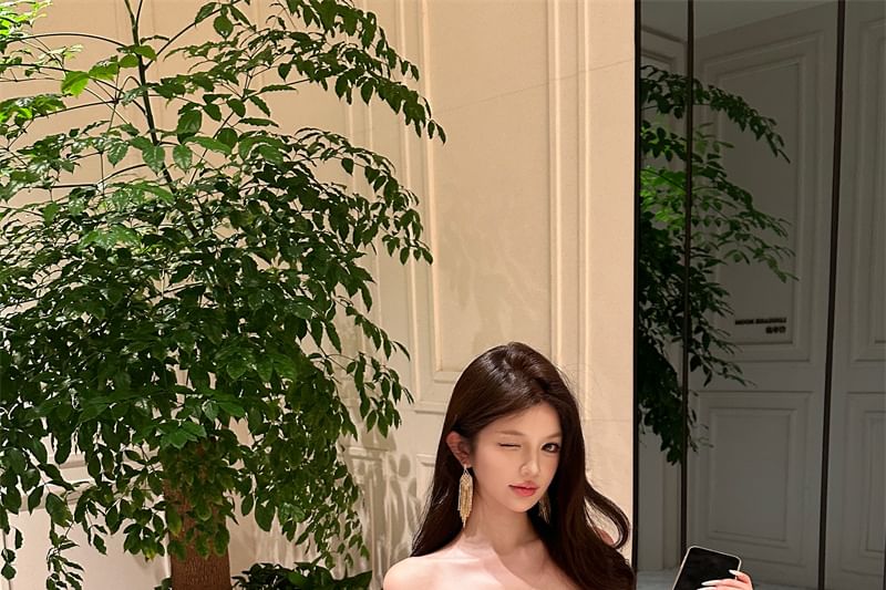 Off-Shoulder Plain Ruched Satin Mermaid Evening Dress