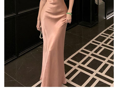 Spaghetti Strap V-Neck Floral Sequin Satin Sheath Evening Dress