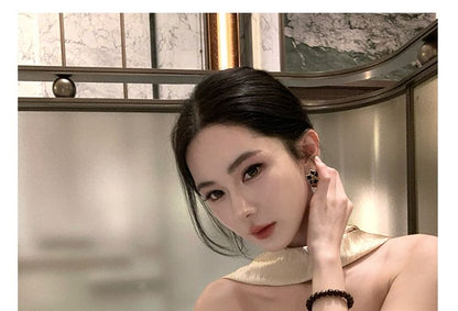 Set: Off-Shoulder Plain Ruched Mermaid Evening Gown + Scarf