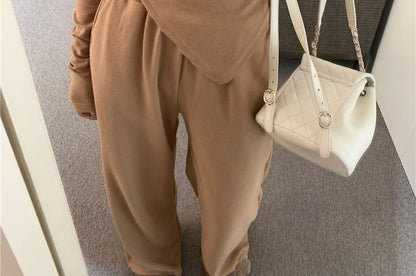 Matching Set: Asymmetric Off-Shoulder Top and High-Waist Pants