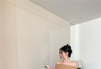 Matching Set: Asymmetric Off-Shoulder Top and High-Waist Pants